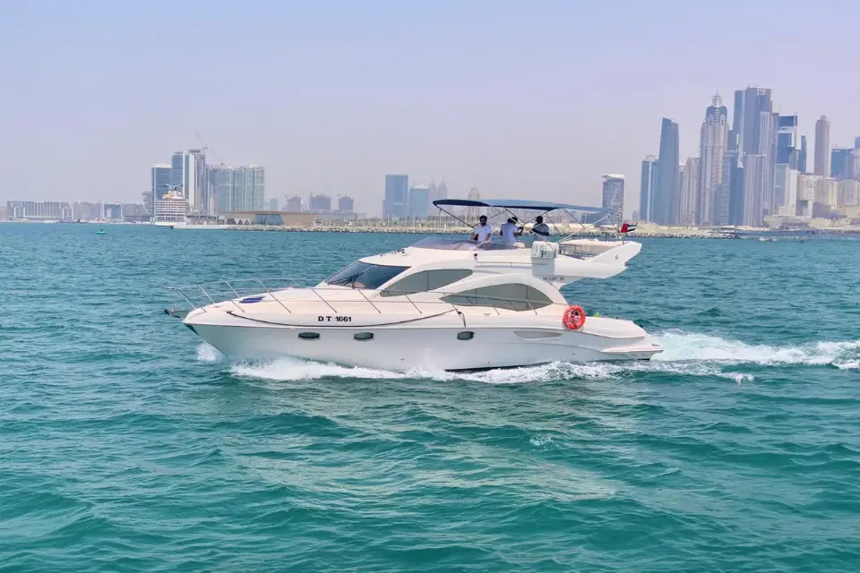 MAJESTY YACHT 44 FT sailing in dubai's water on a dubai yacht rental