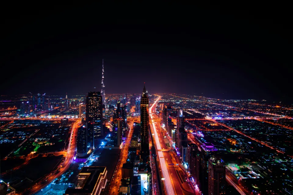 Dubai city skyline veiw at nighttime